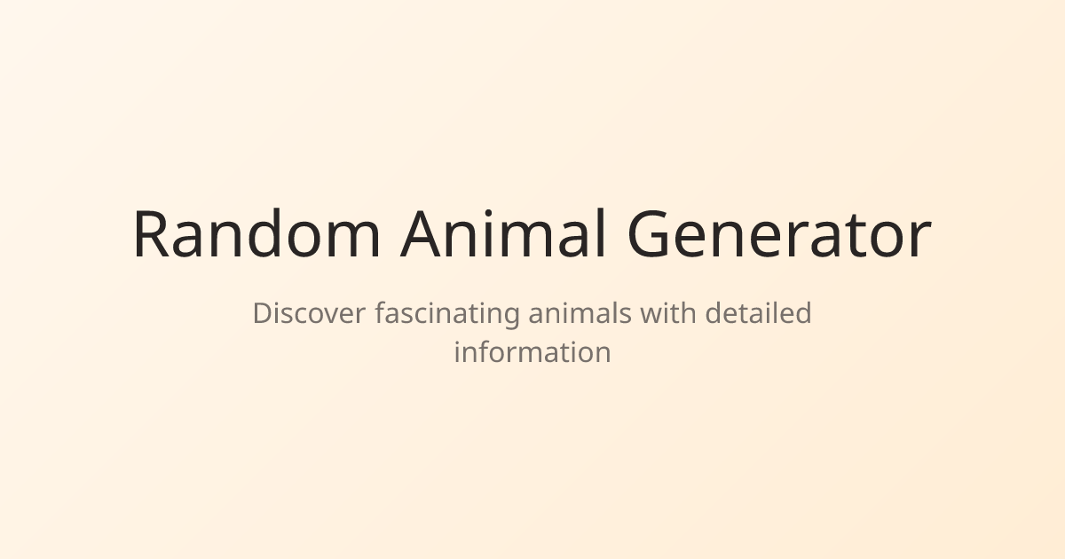 Random Animal Generator - Real Animals with Scientific Details | RandomLab